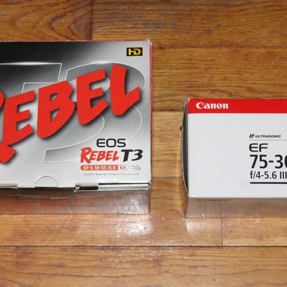 Canon Rebel T3 Camera w/ 2x Lens + Focal Tripod + Ring Light = 74-300mm Lens - Picture 6 of 12